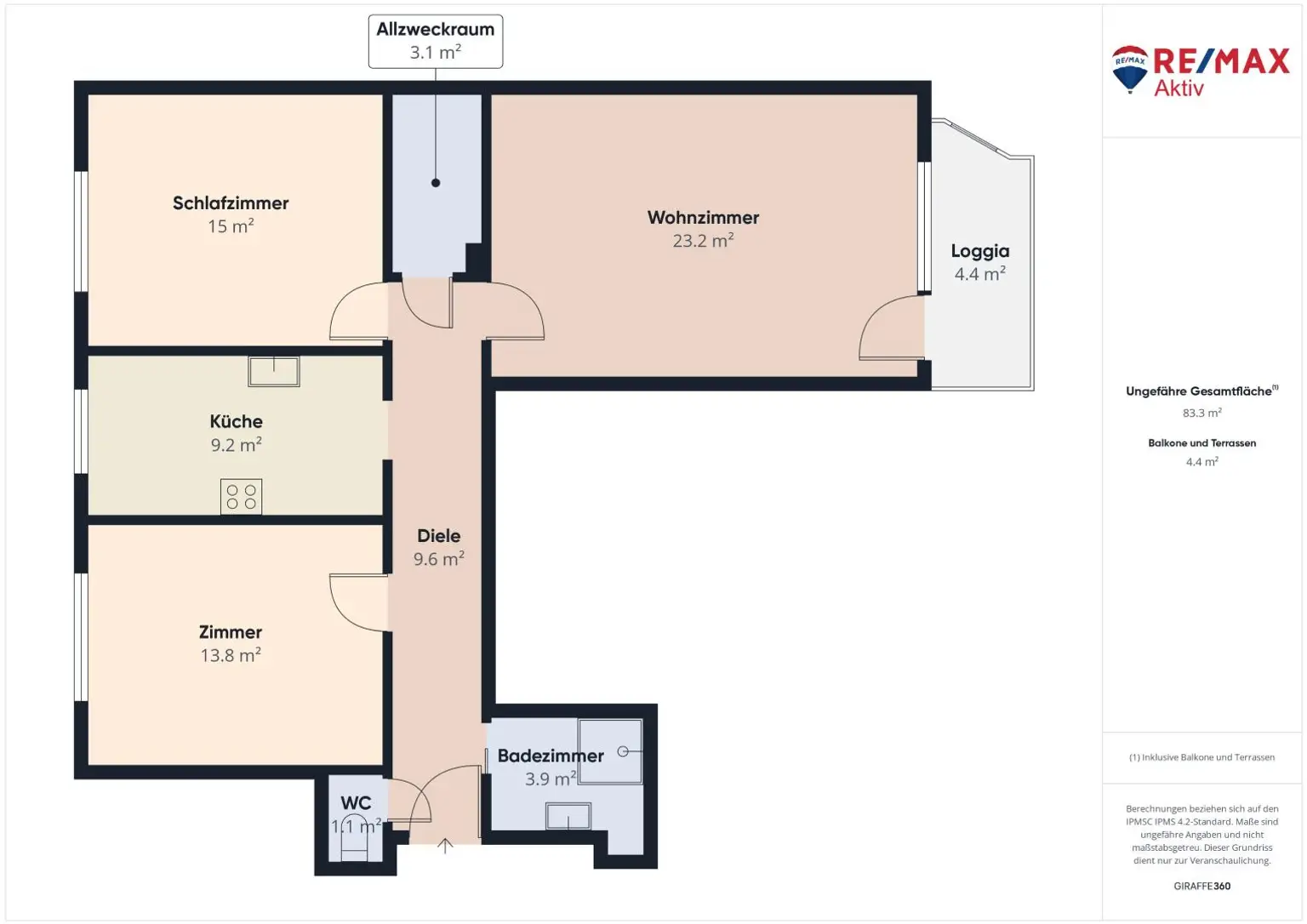 Gepflegte 3-Zimmer-Wohnung mit Loggia in zentraler Lage von Gänserndorf