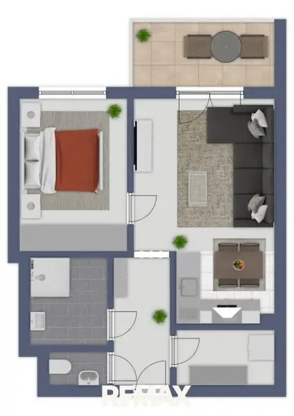 Grundriss m. Möbelierungsvorschlag