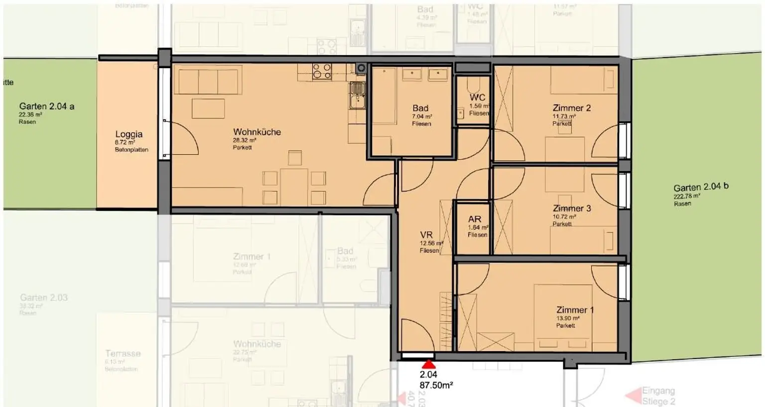 Moderne 4-Zimmer-Neubauwohnung mit 245m² EIGENGARTEN nahe Akademiepark
