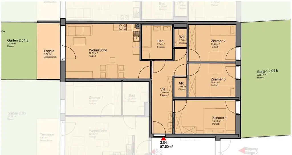 Moderne 4-Zimmer-Neubauwohnung mit 245m² EIGENGARTEN nahe Akademiepark