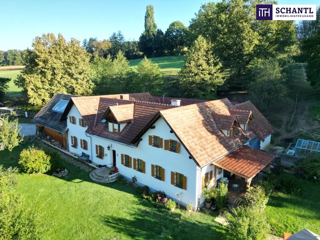 SENSATIONELLES JUWEL! Exklusiver Vierkanthof im Thermenland Steiermark – Wohnen, Reiten & Leben mit Pool und Natur!