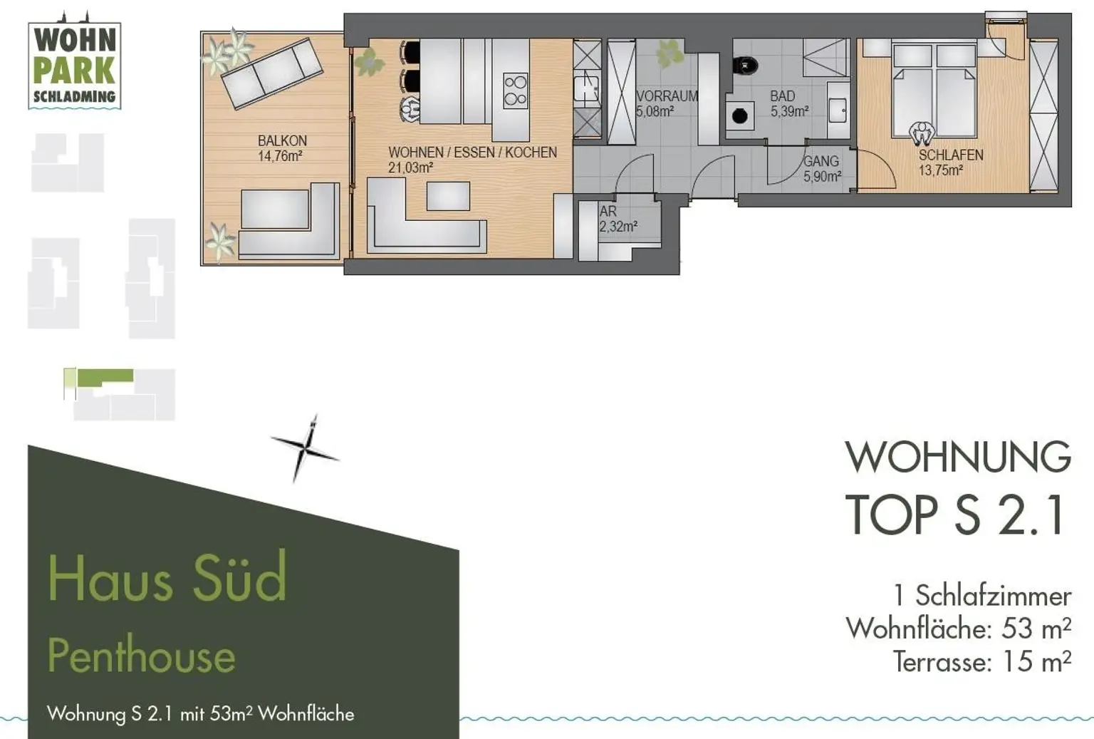 2.Bauabschnitt!!! Wohnpark Schladming Haus Süd PENTHOUSE TOP 2.1 - Hochwertige Neubauwohnung in Zentrumsnähe