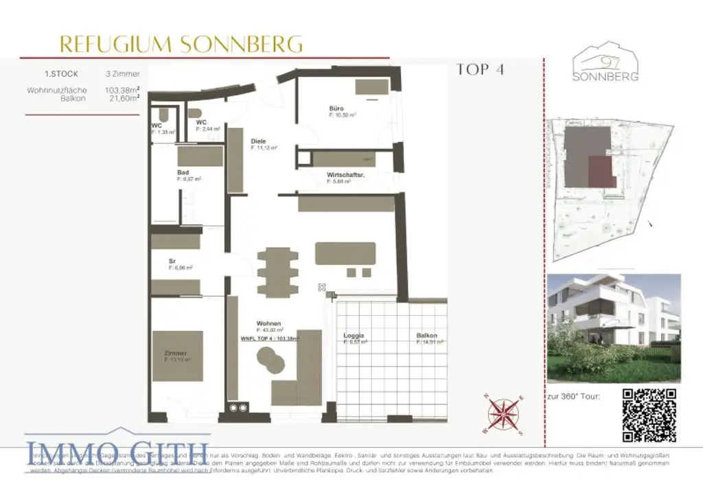 EXKLUSIVE CA. 125 m² GROSSE 3-ZIMMER-RESIDENZ MIT 32 M² PANORAMATERRASSE IM REFUGIUM SONNBERG ZU KAUFEN! – WOHNEN IN PERCHTOLDSDORFS BESTLAGE
