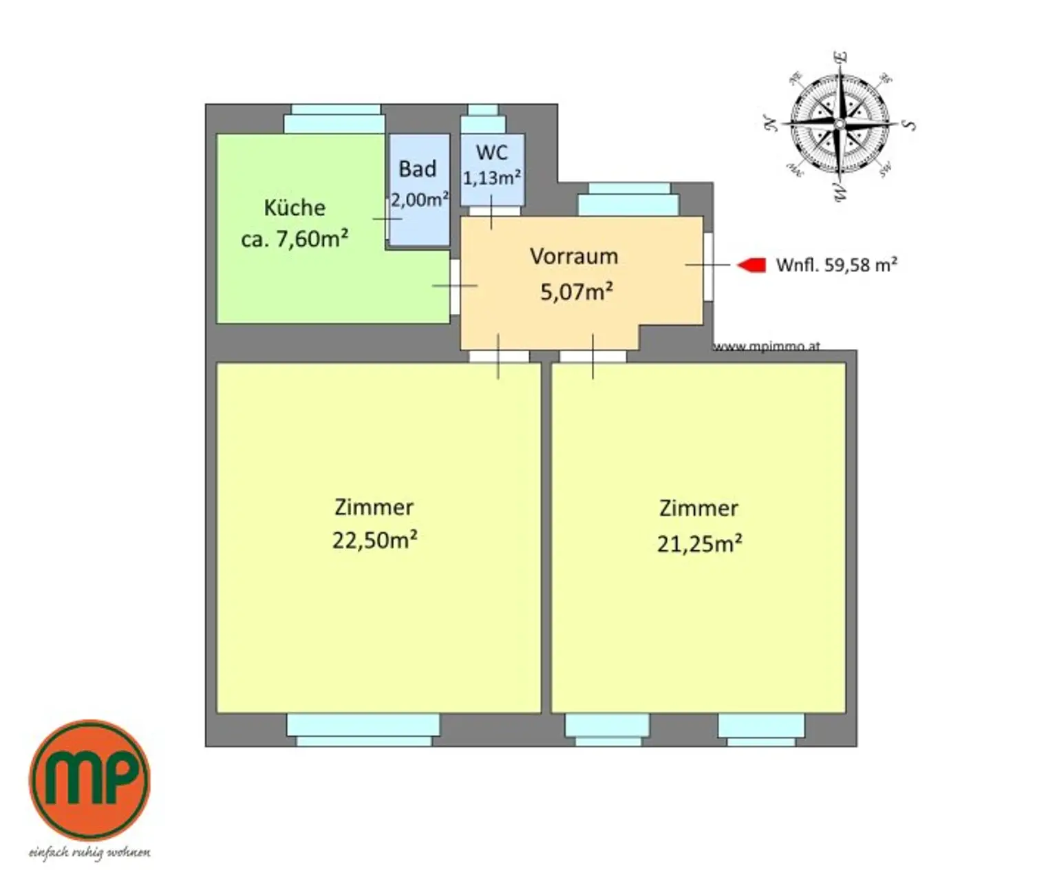 Wohnen in Floridsdorf: Helle 2-Zimmer-Wohnung mit Top-Anbindung