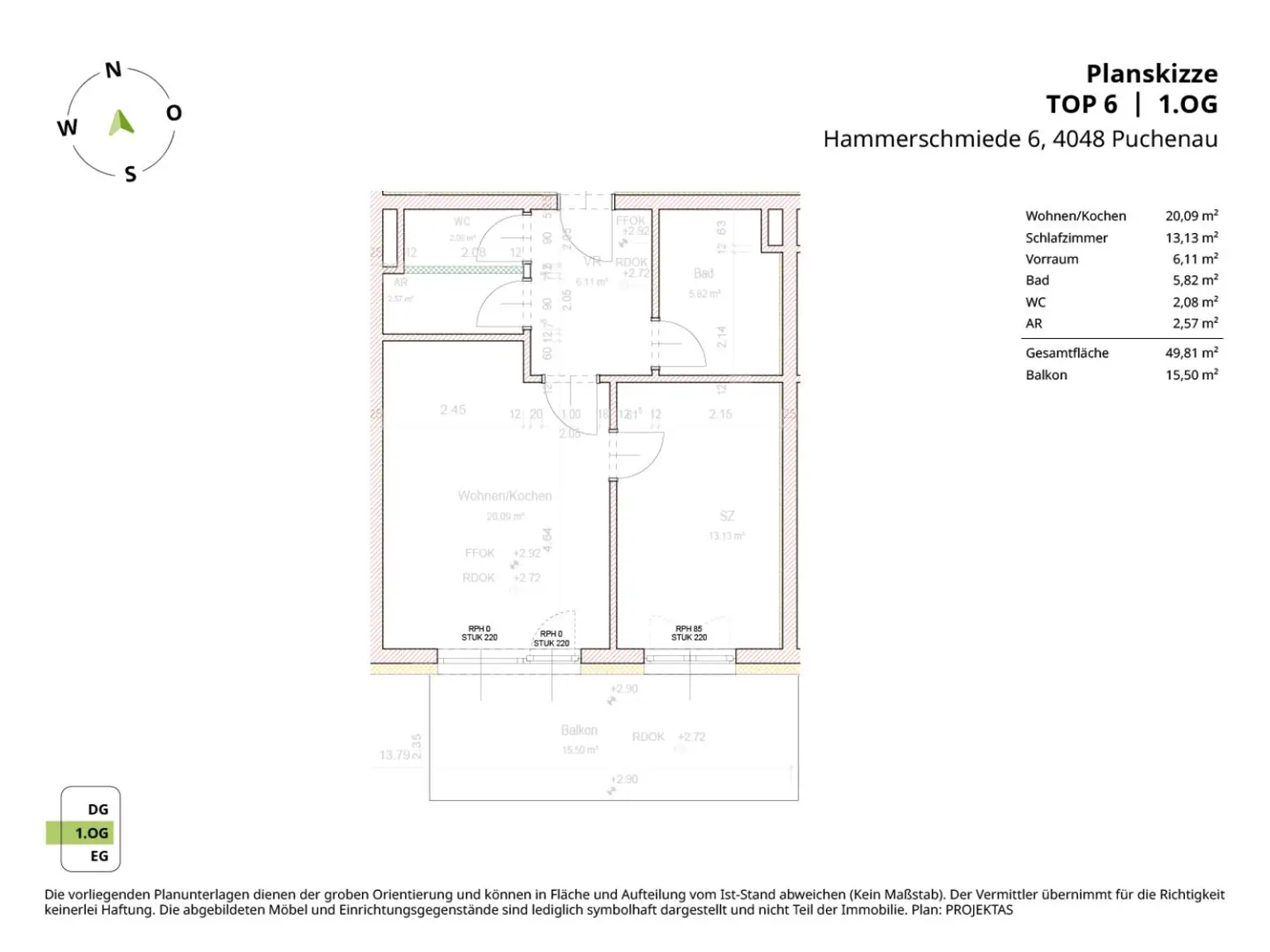 Perfekt aufgeteilte 2-Zimmer Wohnung mit großem Balkon in Puchenau!