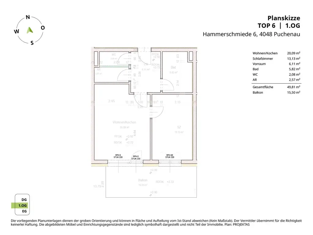 Perfekt aufgeteilte 2-Zimmer Wohnung mit großem Balkon in Puchenau!