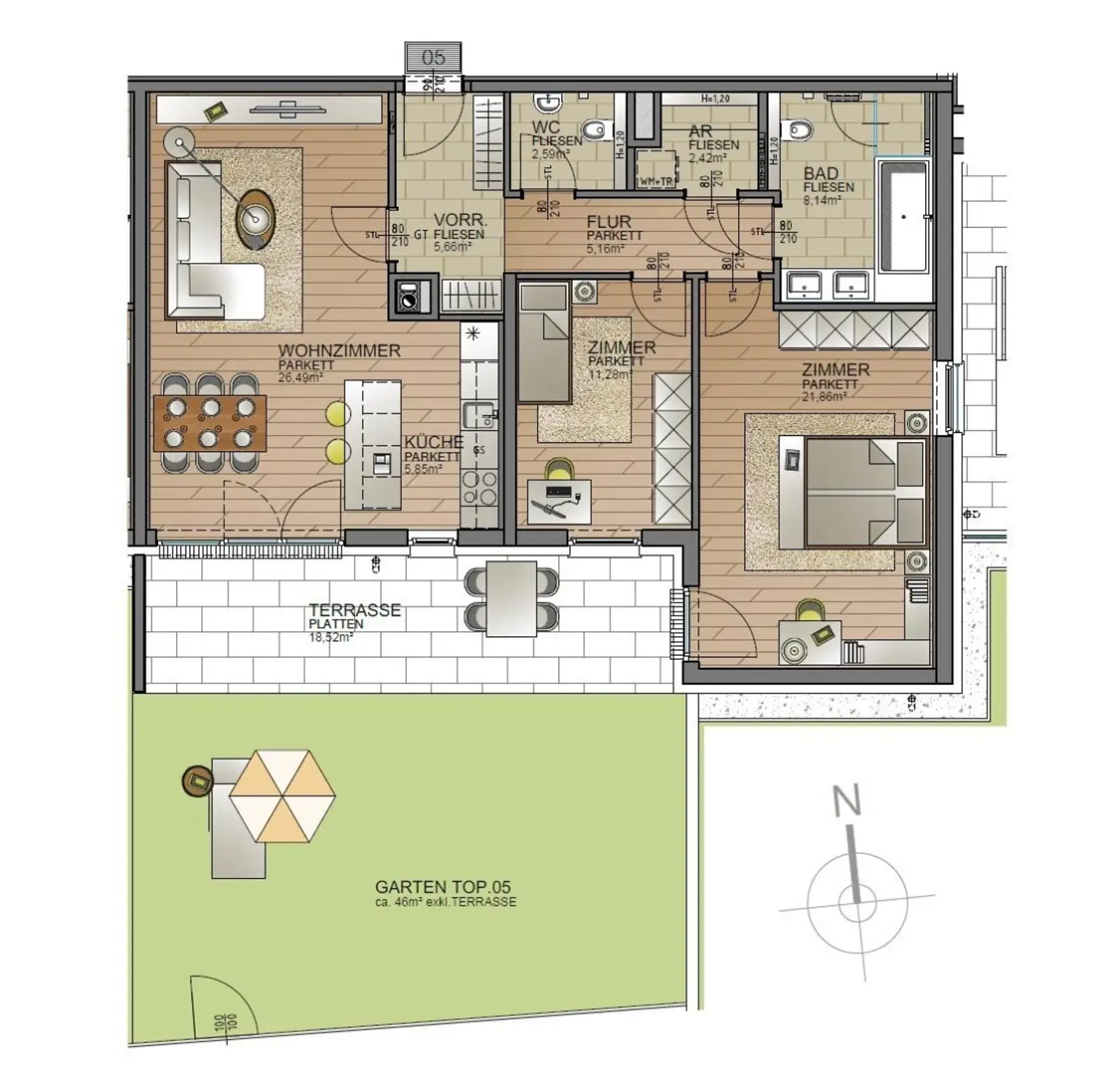 Traumhafte Gartenwohnung in Hofruhelage - vis á vis Schlosspark Maria Enzersdorf - Ab JÄNNNER!