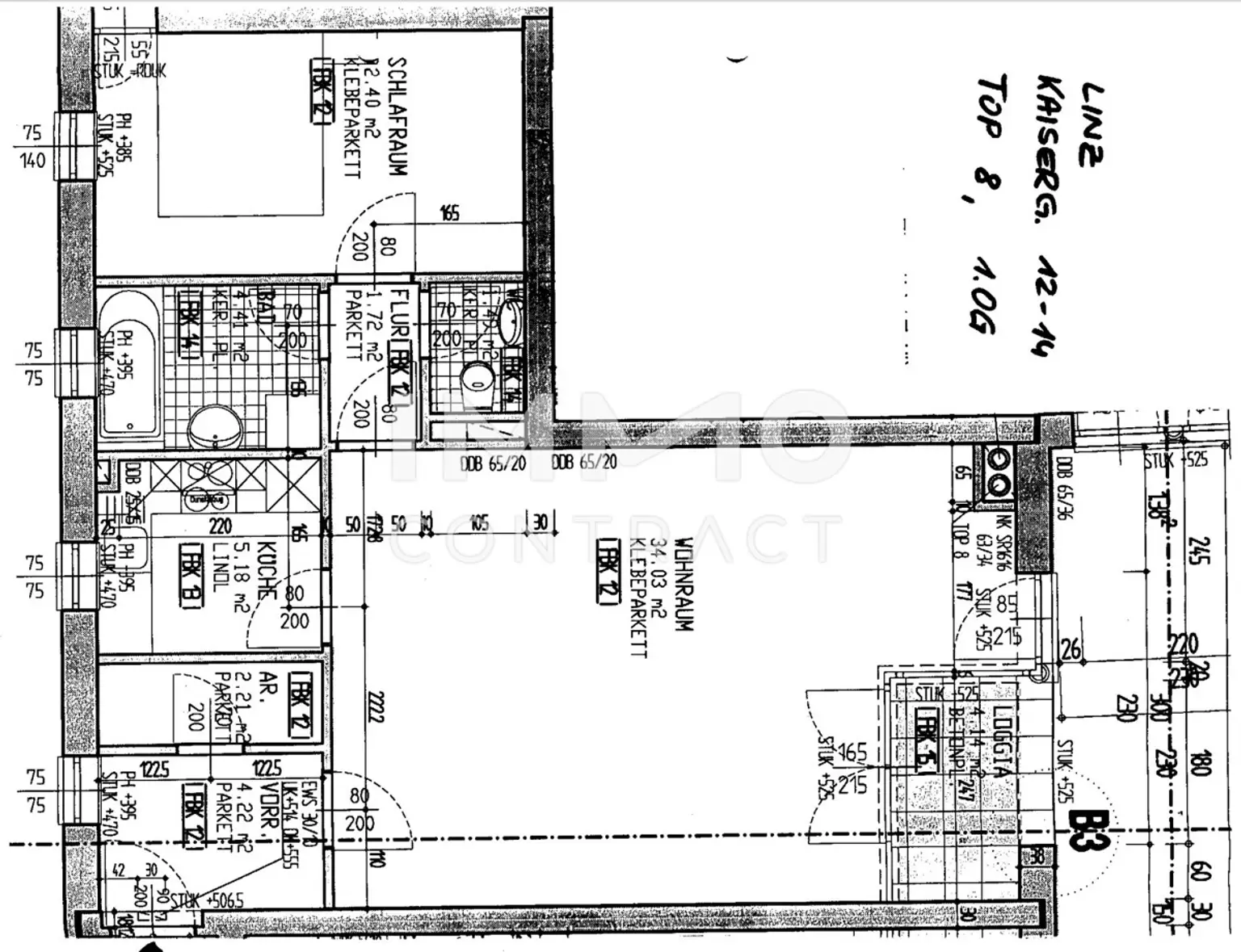 Schöne und zentrale 2-Zimmer Wohnung mitLoggia in der Kaisergasse 12 - 14 ,  Top 8