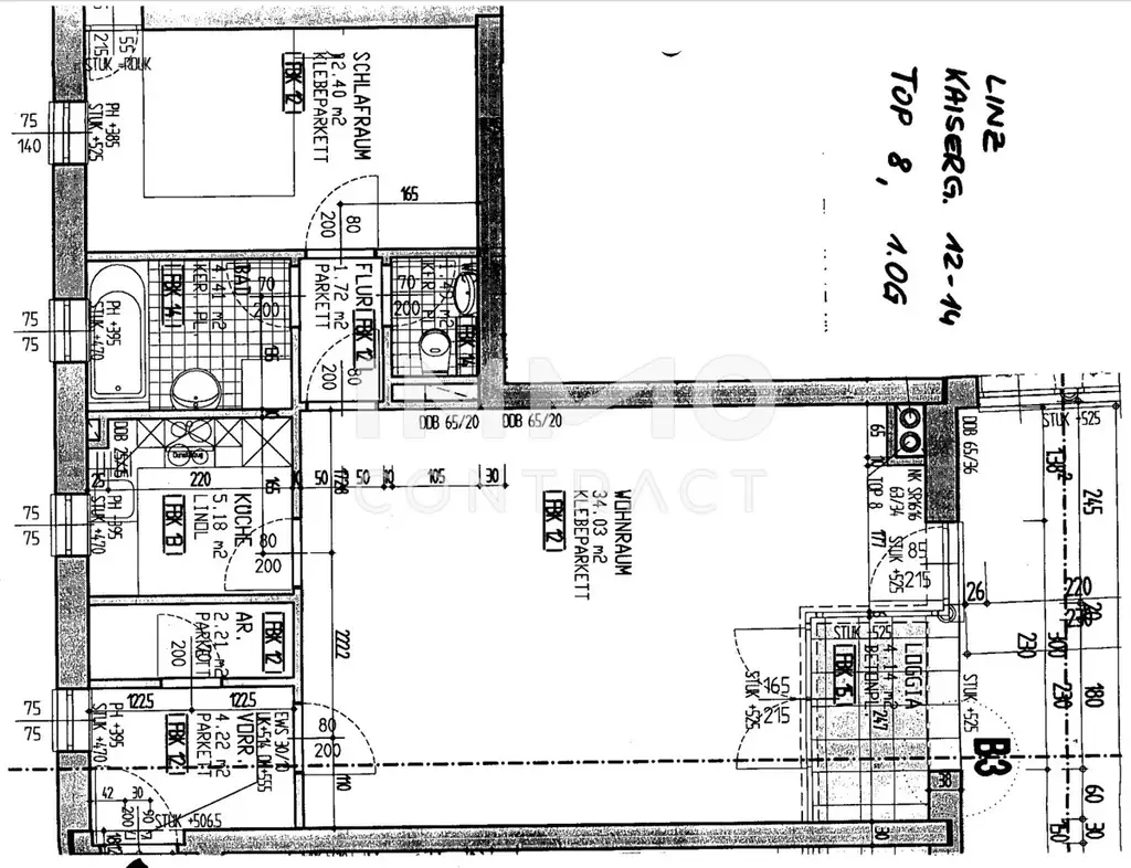 Schöne und zentrale 2-Zimmer Wohnung mitLoggia in der Kaisergasse 12 - 14 ,  Top 8