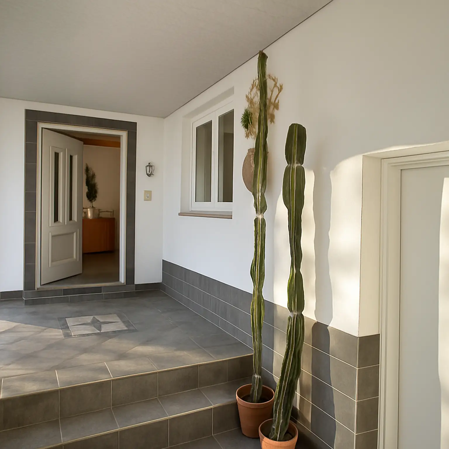 überdachter Eingangsbereich