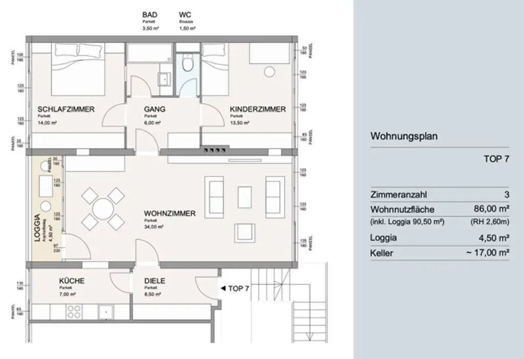 Grundriss Wohnung Mödling 3
