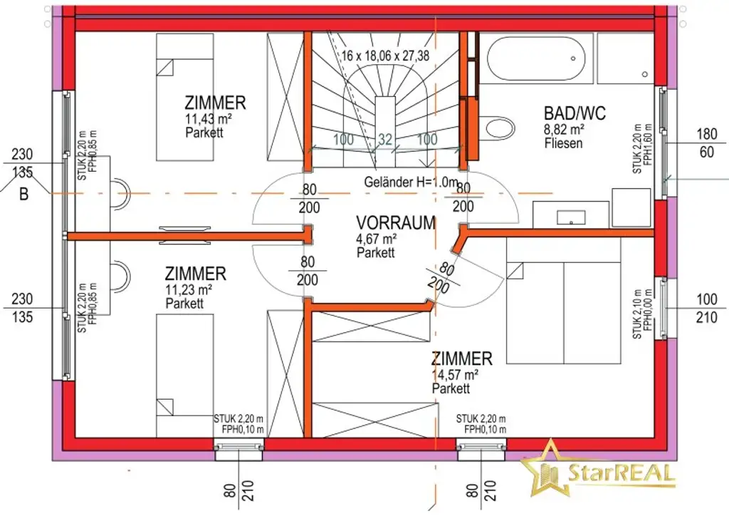 TOPPREIS! NEUES PROJEKT. 5 ZIMMER-ZIEGELHAUS, LUFTWÄRMEPUMPE, BODENHEIZUNG UND KST/ALUMINIUM-FENSTER. Provisionsfrei für den Käufer.