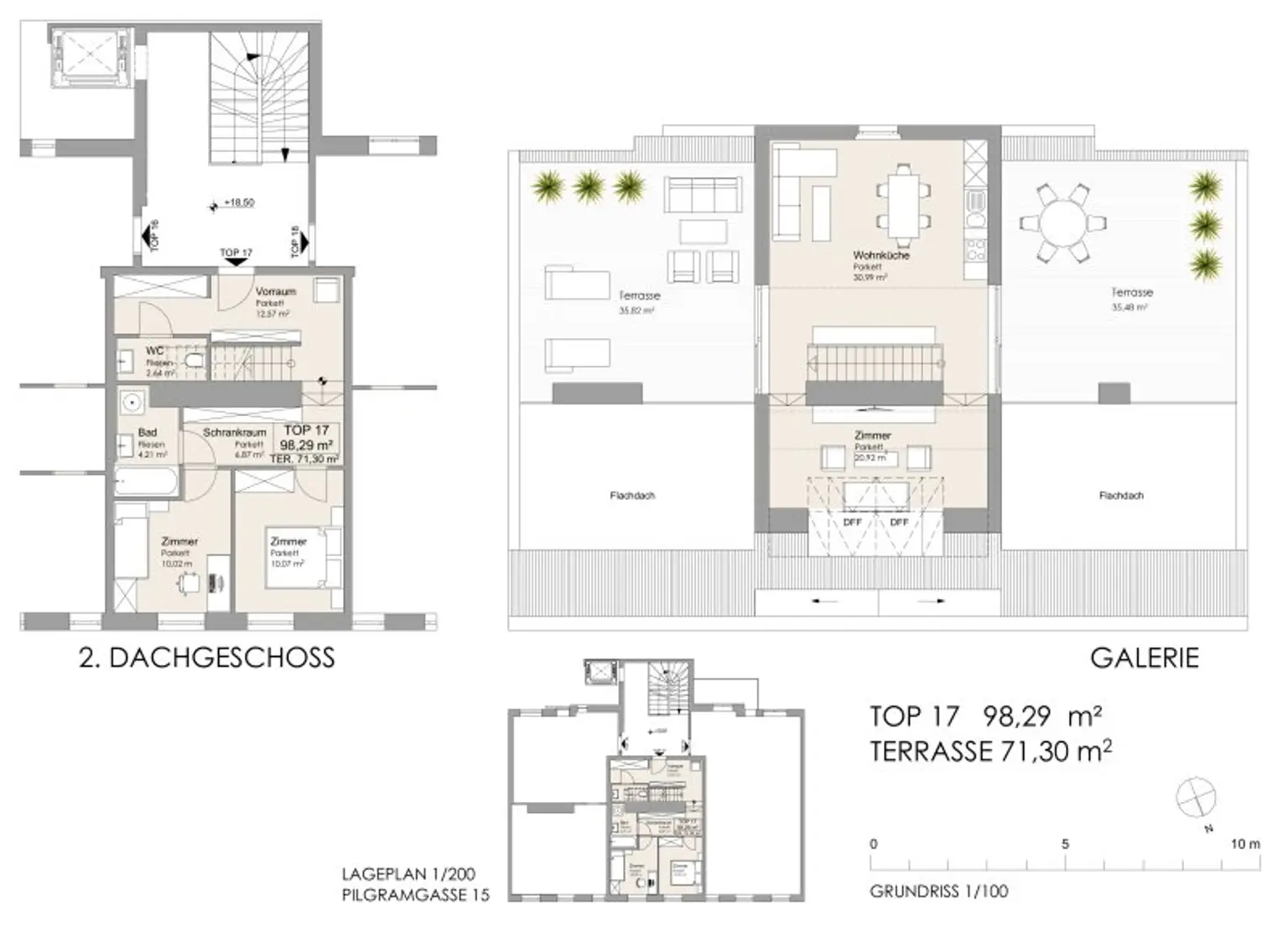 NÄHE NASCHMARKT: DG-Maisonettewohnung mit Terrassenfläche von gesamt 71m²