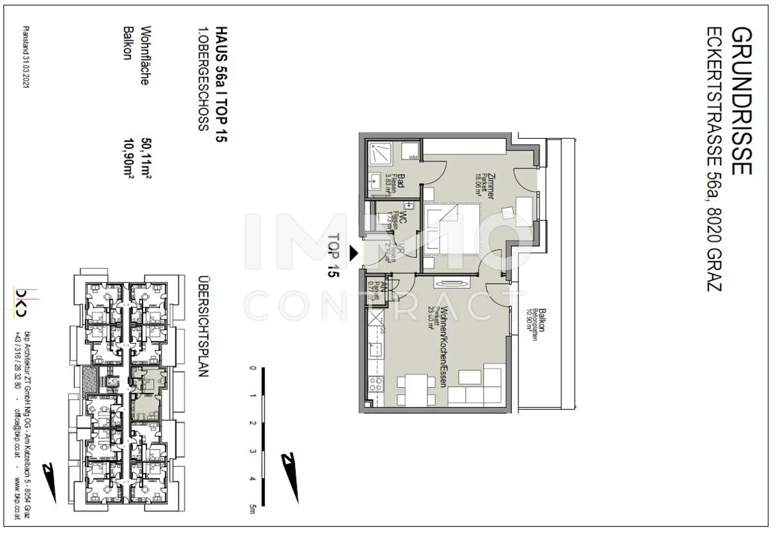 Neuwertige, geförderte 2 Zimmer-Wohnung mit Balkon in Eggenberg -  Eckertstraße 56a - Top 15