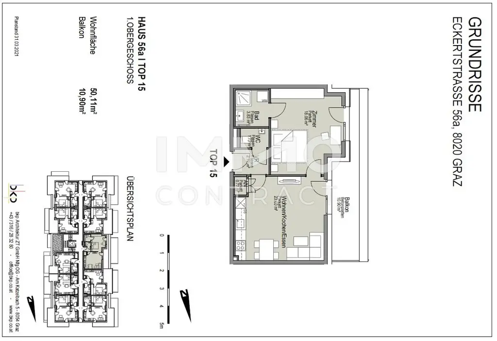 Neuwertige, geförderte 2 Zimmer-Wohnung mit Balkon in Eggenberg -  Eckertstraße 56a - Top 15