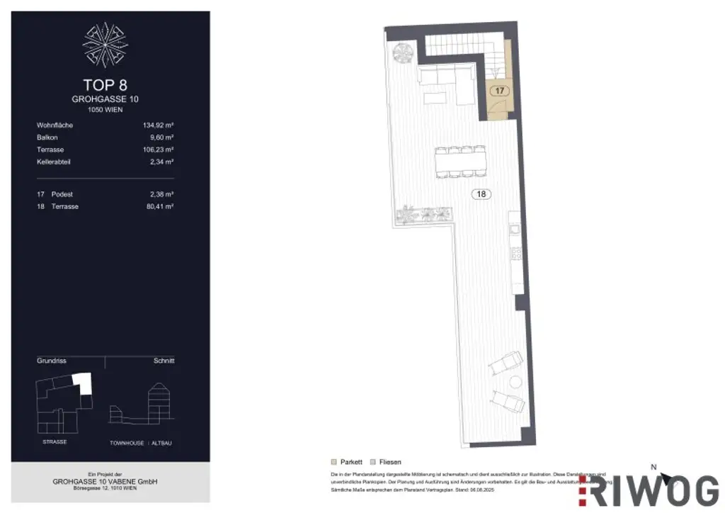 GROHGASSE 10 | innenhofseitige 4-Zimmer Maisonette-Wohnung mit herausragender Dachterrasse komplett ohne Schrägen | Townhouse