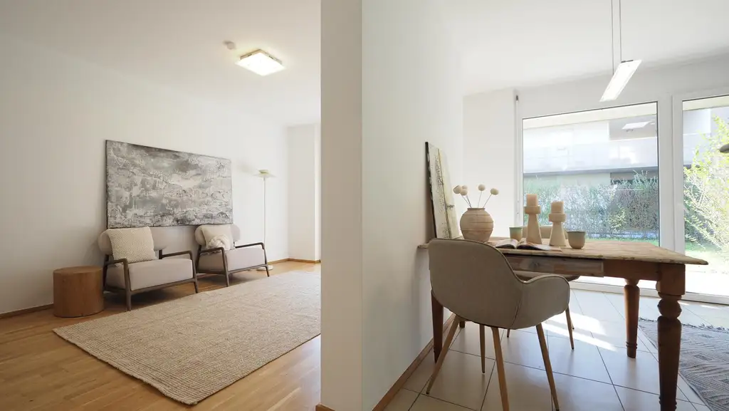 Moderne 2 Zimmer Wohnung mit Garten und 2 Tiefgaragenplätzen in Graz - St. Peter und ruhiger Lage!