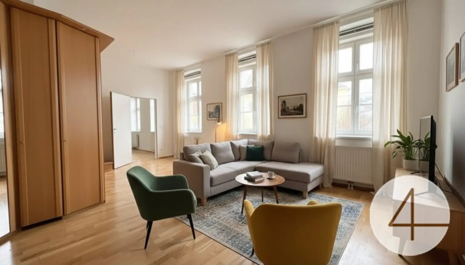 Wohn- oder Schlafzimmer KI eingerichtet