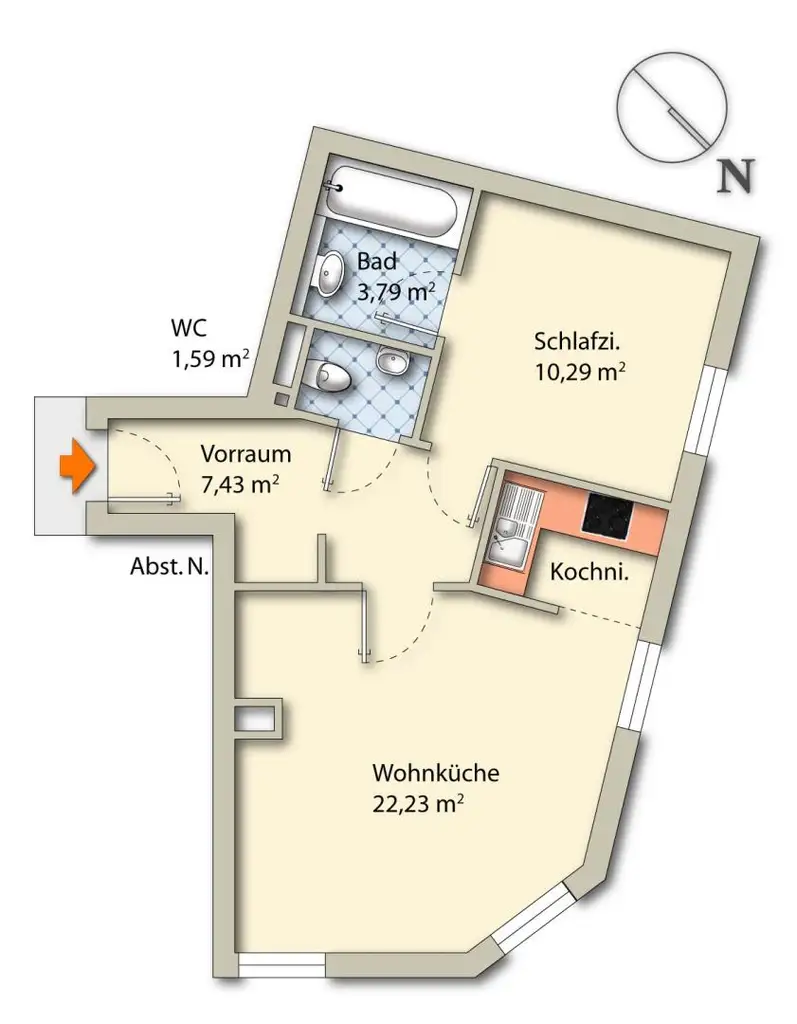 Vielfältig nutzbar: 2-Zimmer Erdgeschosswohnung oder Büro in bester Lage 22. Bezirk