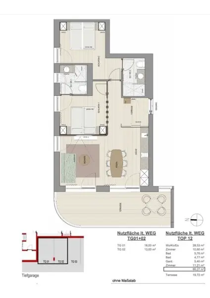 Charmantes 3-Zimmer-Appartement mit großer Terrasse in Oberndorf!