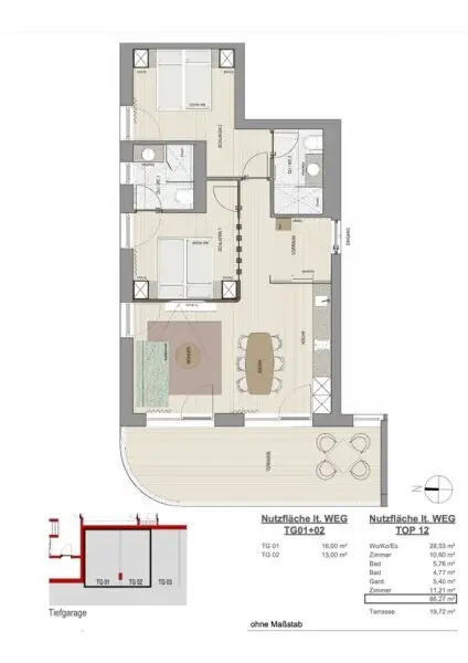 Charmantes 3-Zimmer-Appartement mit großer Terrasse in Oberndorf!