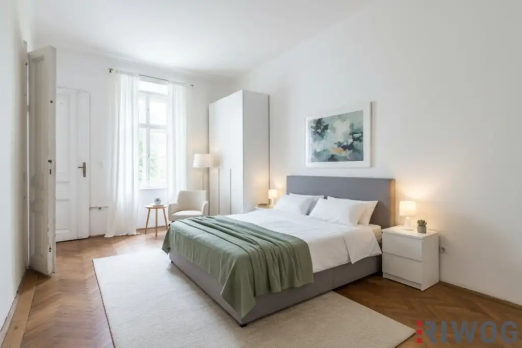 Sanierungsbedürftiger Altbau in imposantem Eckzinshaus | Hofseitiges Schlafzimmer | Nähe Stadthalle, Vogelweidpark, Lugner City