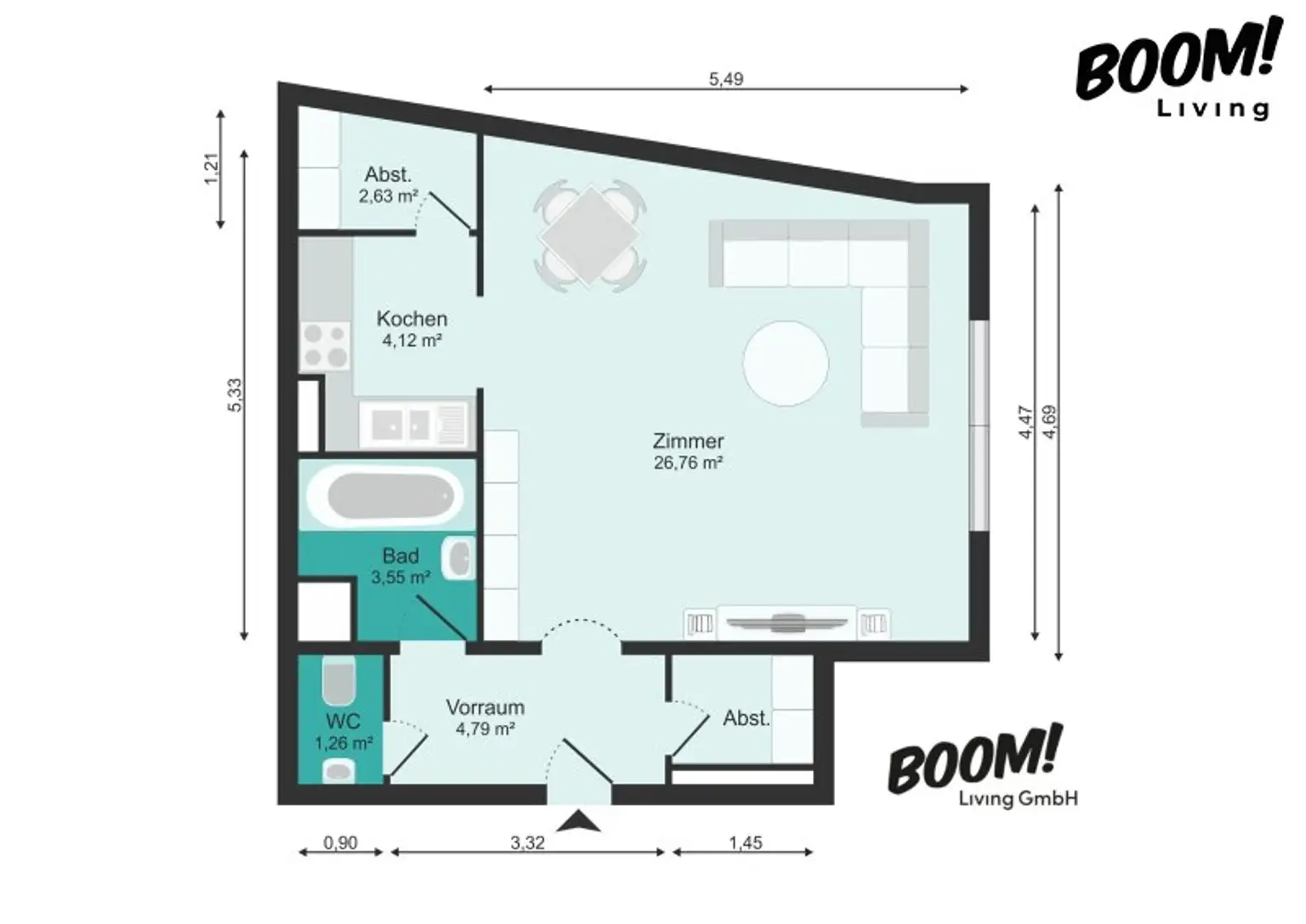 Charmante 1-Zimmer-Wohnung mit offener Küche und Innenhoflage in 1210 Wien