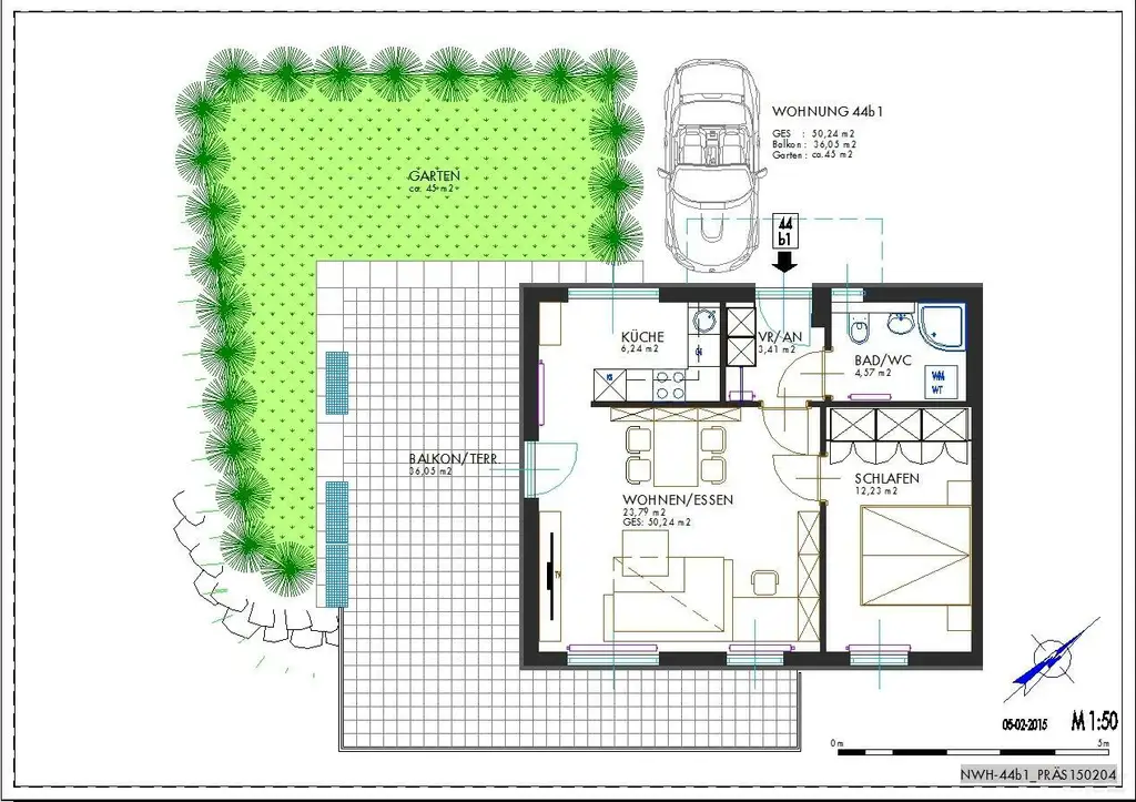 St. Peter- Neue Welt Höhe:  2-Zimmerwohnung mit  Terrasse und Gartenanteil.