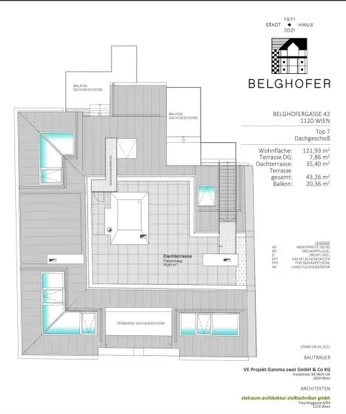 BELGHOFERHAUS 42 - Exklusive 3-Zimmer Penthousewohnung mit direktem Liftzugang und Klimageräten sowie eigener Dachterrasse