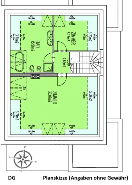 Planskizze 2.OG (DG)