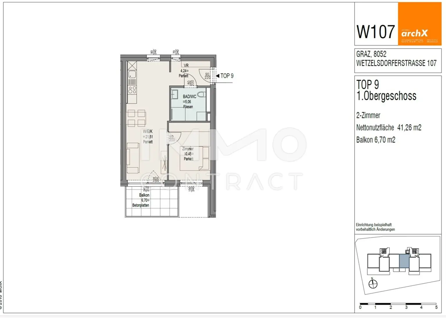 Freundliche 2 Zimmer mit Balkon in ruhiger Lage - Wetzelsdorfer Straße 107 - Top 09