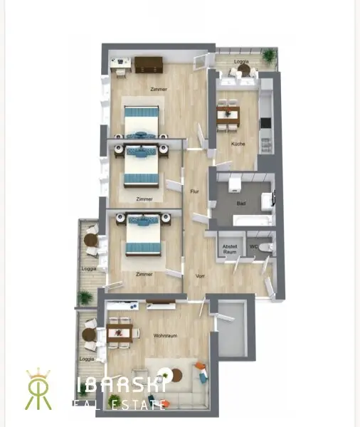 Fast wie ein Penthouse der 70er Jahre - großzügige Wohnung mit 4 Zimmern und drei Loggien - Garage inklusive