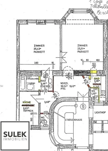 Adaptierungsbedürftige Erkerwohnung direkt beim Schloss Schönbrunn - 3 Zimmer