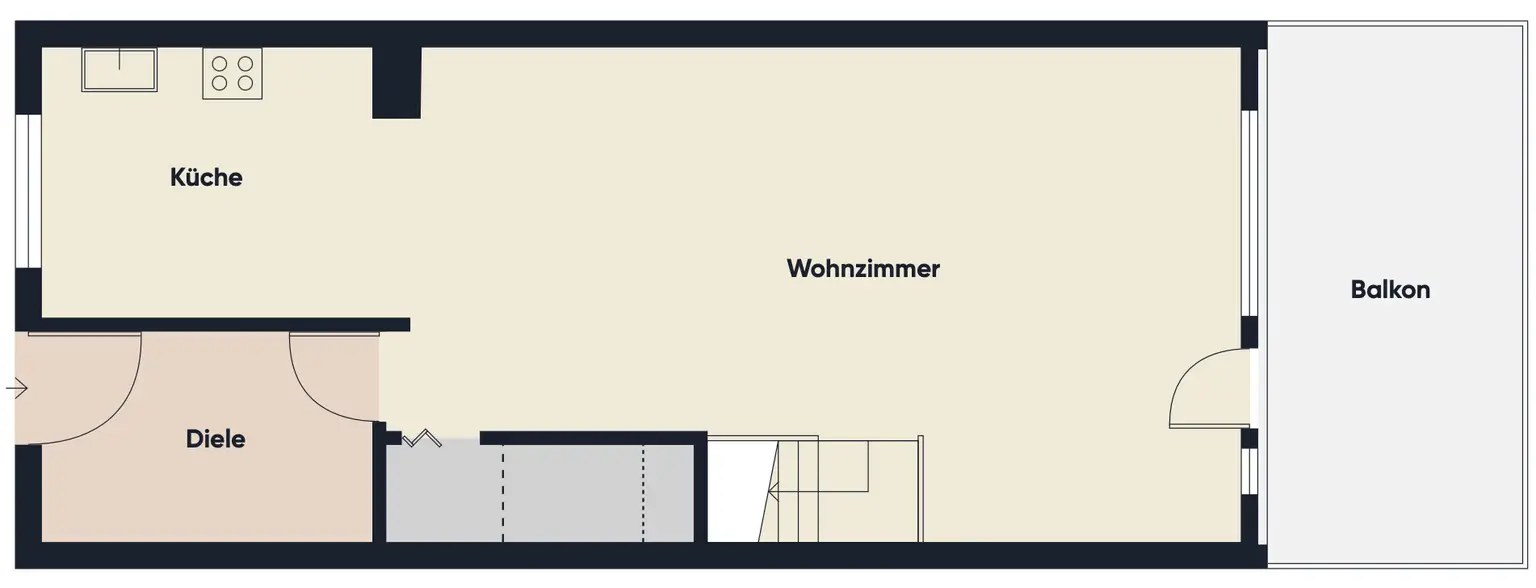 Grundrissplan ohne Maßstab untere Wohnebene