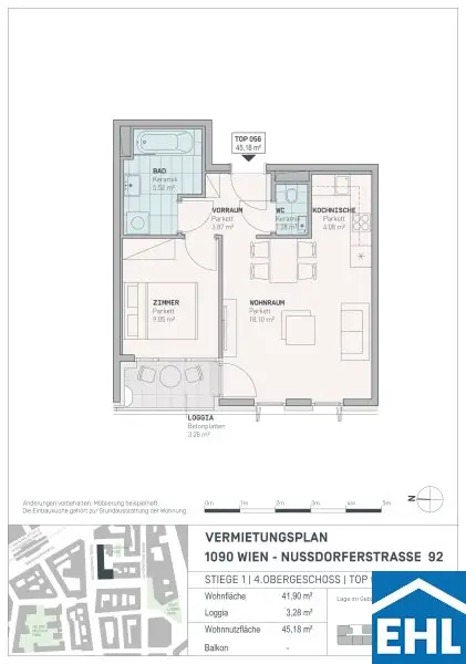 Moderne 2-Zimmer-Wohnung mit Loggia in bester Lage