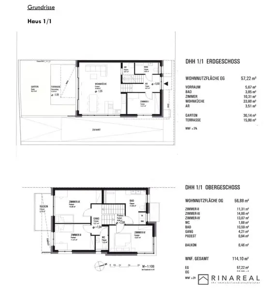Großhöflein | Moderne Doppelhaushälfte - ERSTBEZUG | 5 Zimmer | Weitblick | Fasangasse (Haus 1/1)