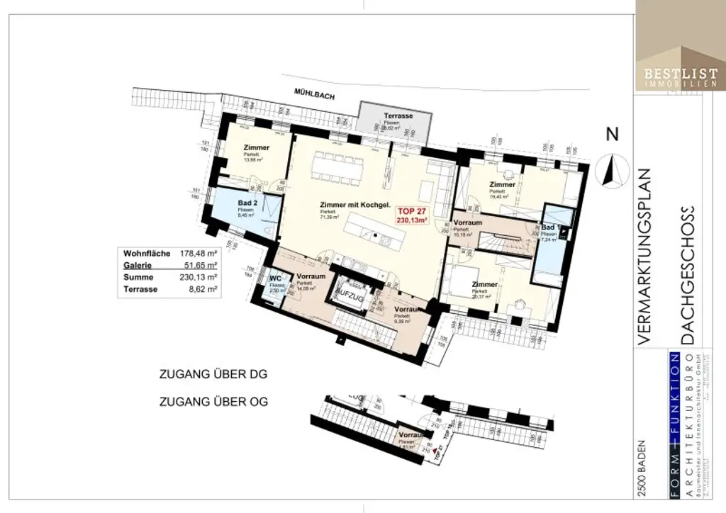 Dachgeschoss-Luxusapartment im Zentrum Baden