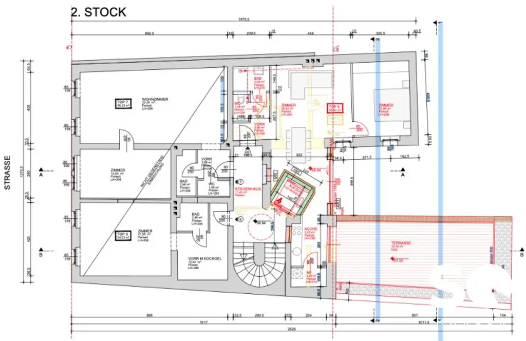 # SQ - ROHDACHBODEN MIT BAUBEWILLIGUNG & ERWEITERBARE WOHNUNG IM 2. OBERGESCHOSS IN ZENTRALER LAGE AM SPITZ IN FLORIDSDORF