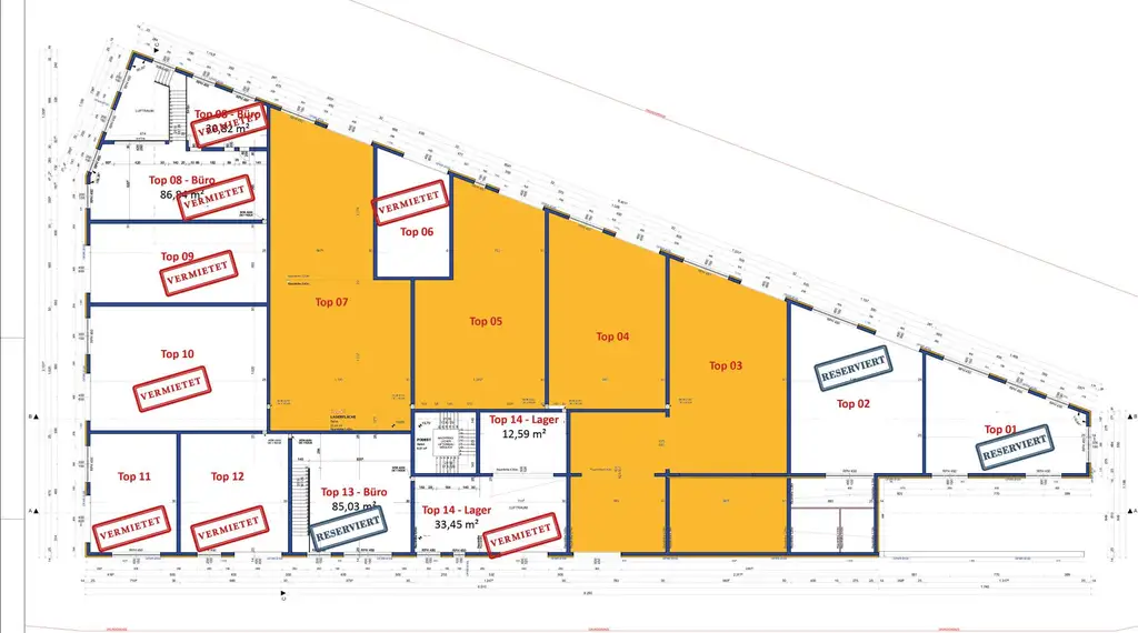 Gewerbe-/ Büro-/ Ordination-/ Lagerflächen von 96 - 307 m² Fläche im Gewerbepark Ansfelden zu vermieten, Nähe A1 (Audorf Süd) (Top 02)
