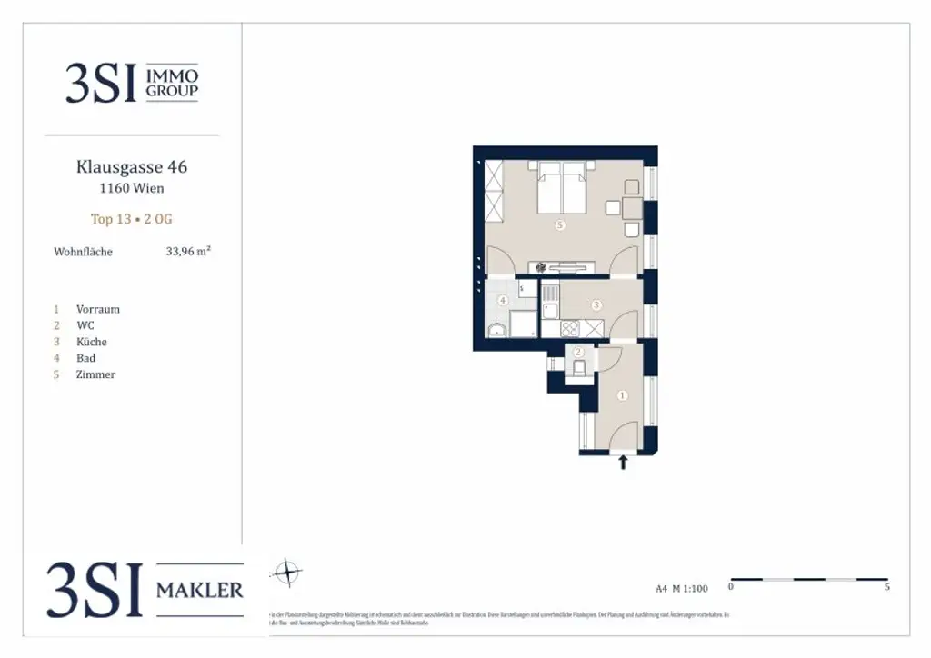 Klausgasse 46: Vollsanierte 1,5-Zimmer-Altbauwohnung in ruhiger Seitengasse des 16. Bezirks