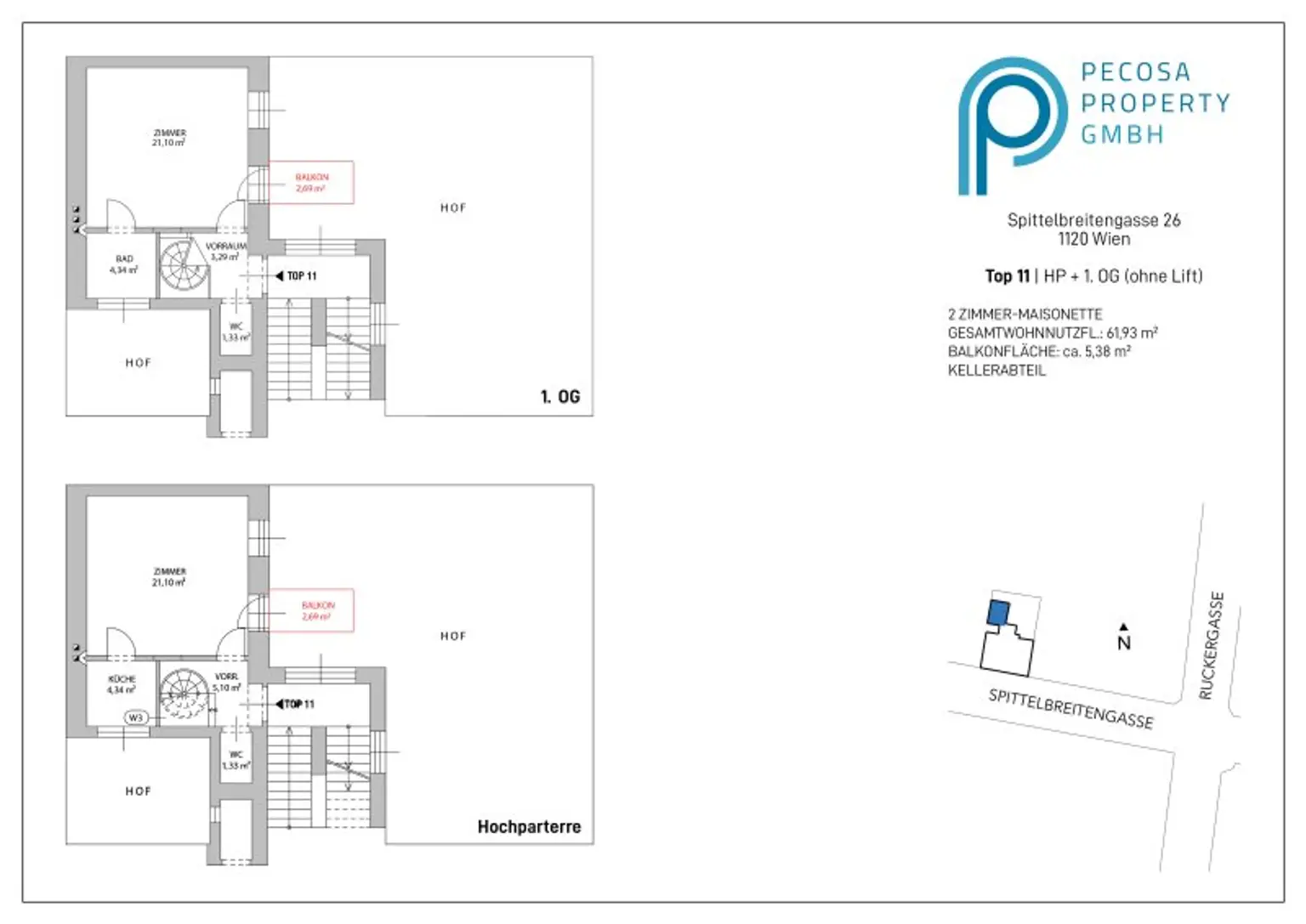Erstbezug | Top sanierte 2-Zimmer Maisonette | 2 Balkone | unbefristet