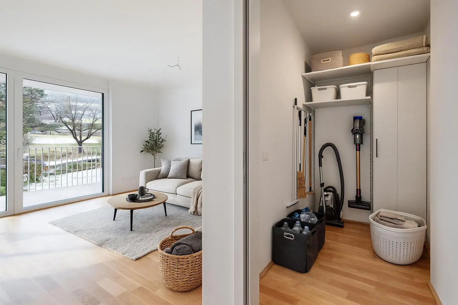 Wohnung - Abstellraum und Wohnbereich Visualisieru