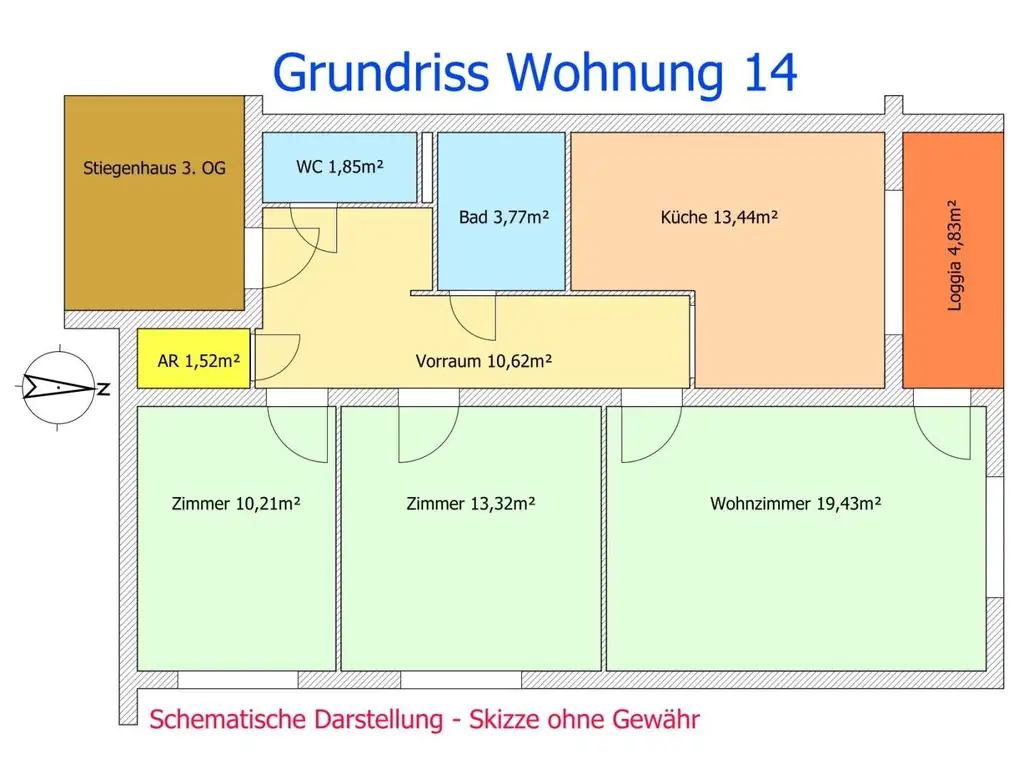 Wohnung mit Sanierungsbedarf – 74 m² Wohnfläche + Loggia und Kellerabteil