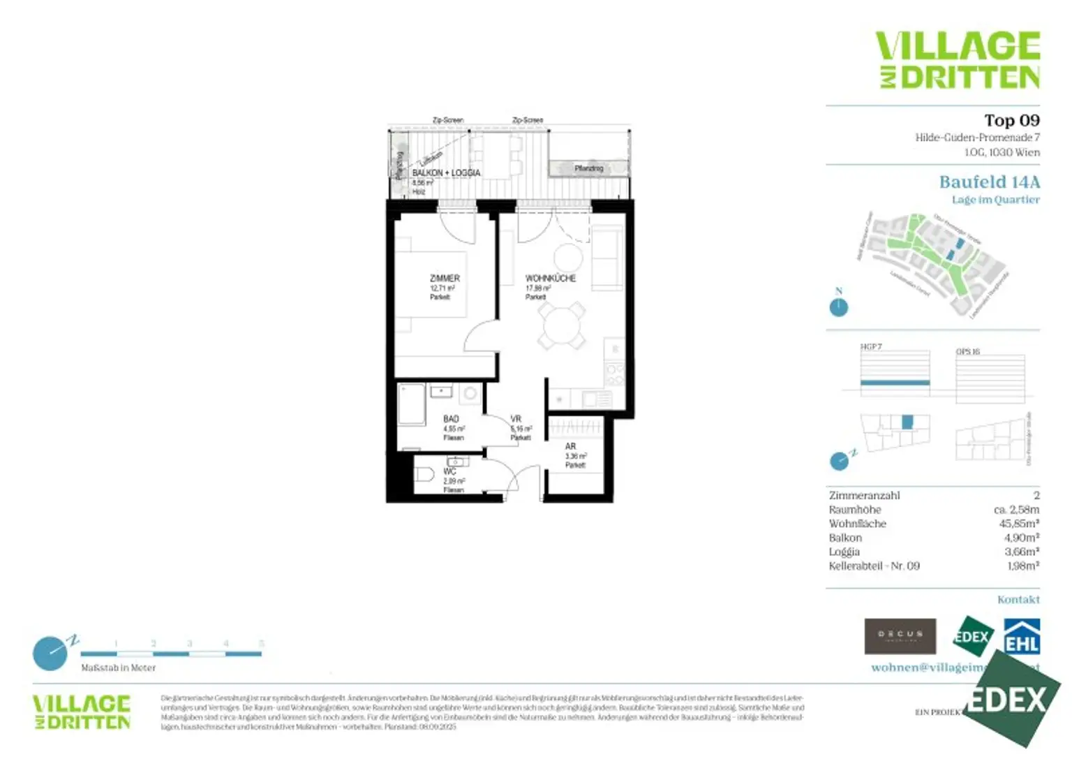 VILLAGE IM DRITTEN | MODERNE 2-ZIMMER ANLEGERWOHNUNG MIT BALKON