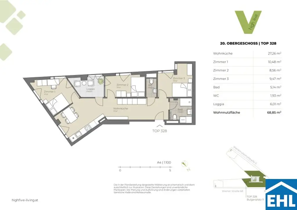 Ideal für WGs – 3 getrennte Zimmer und hochwertige Einbauküche