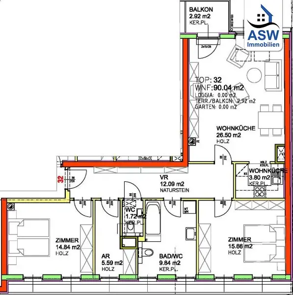 Wunderschöne 3-Zimmer Dachgeschoßwohnung mit Balkon in U-Bahn-Nähe (U3)