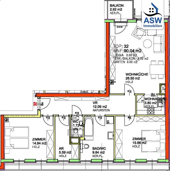 Wunderschöne 3-Zimmer Dachgeschoßwohnung mit Balkon in U-Bahn-Nähe (U3)