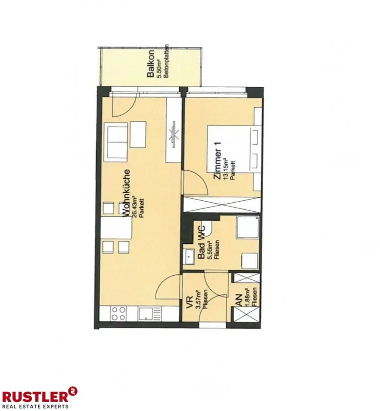 SCHÖN geschnittene 2-Zimmer Wohnung mit BALKON!