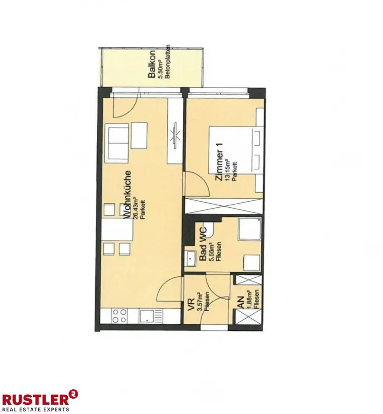 SCHÖN geschnittene 2-Zimmer Wohnung mit BALKON!
