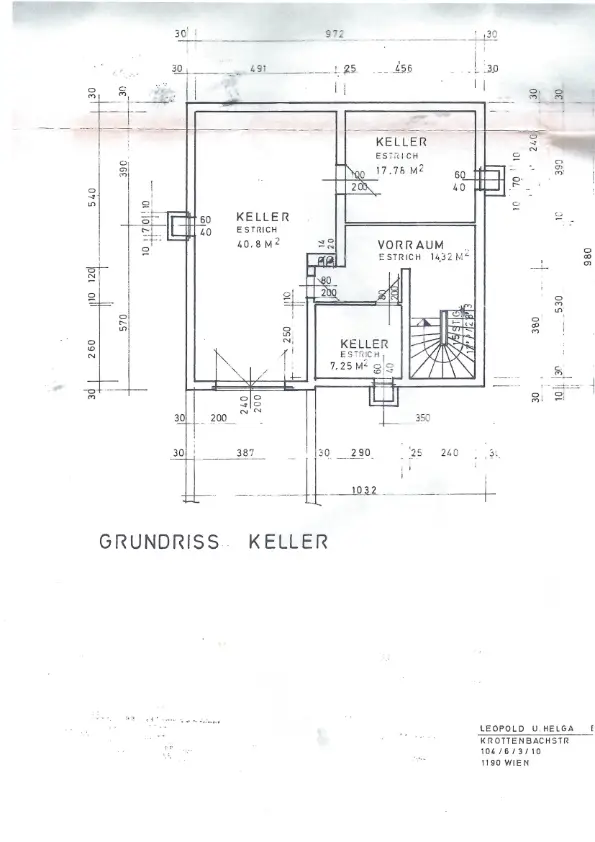 Grundriss Keller Altbestand